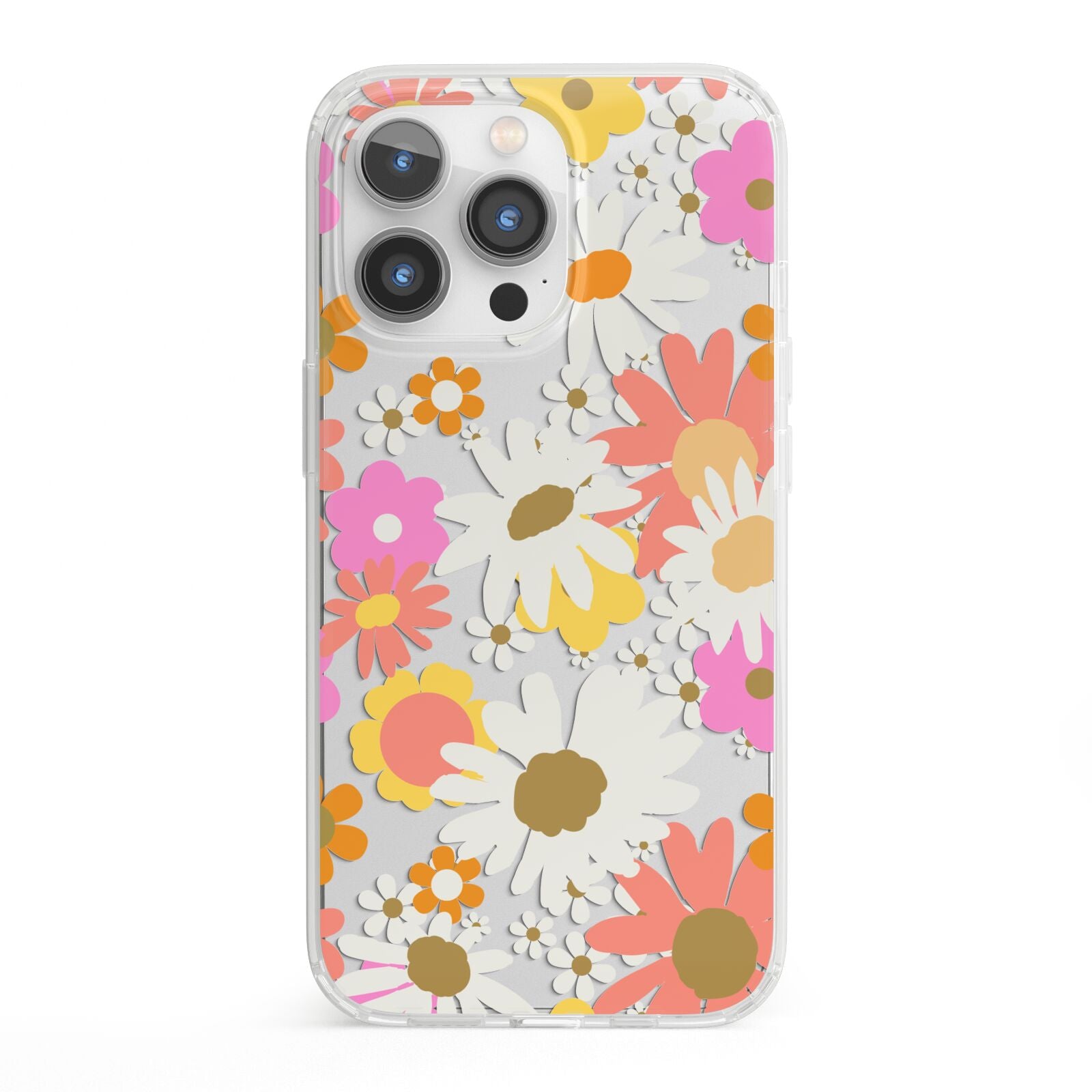 Seventies Floral iPhone 13 Pro Clear Bumper Case