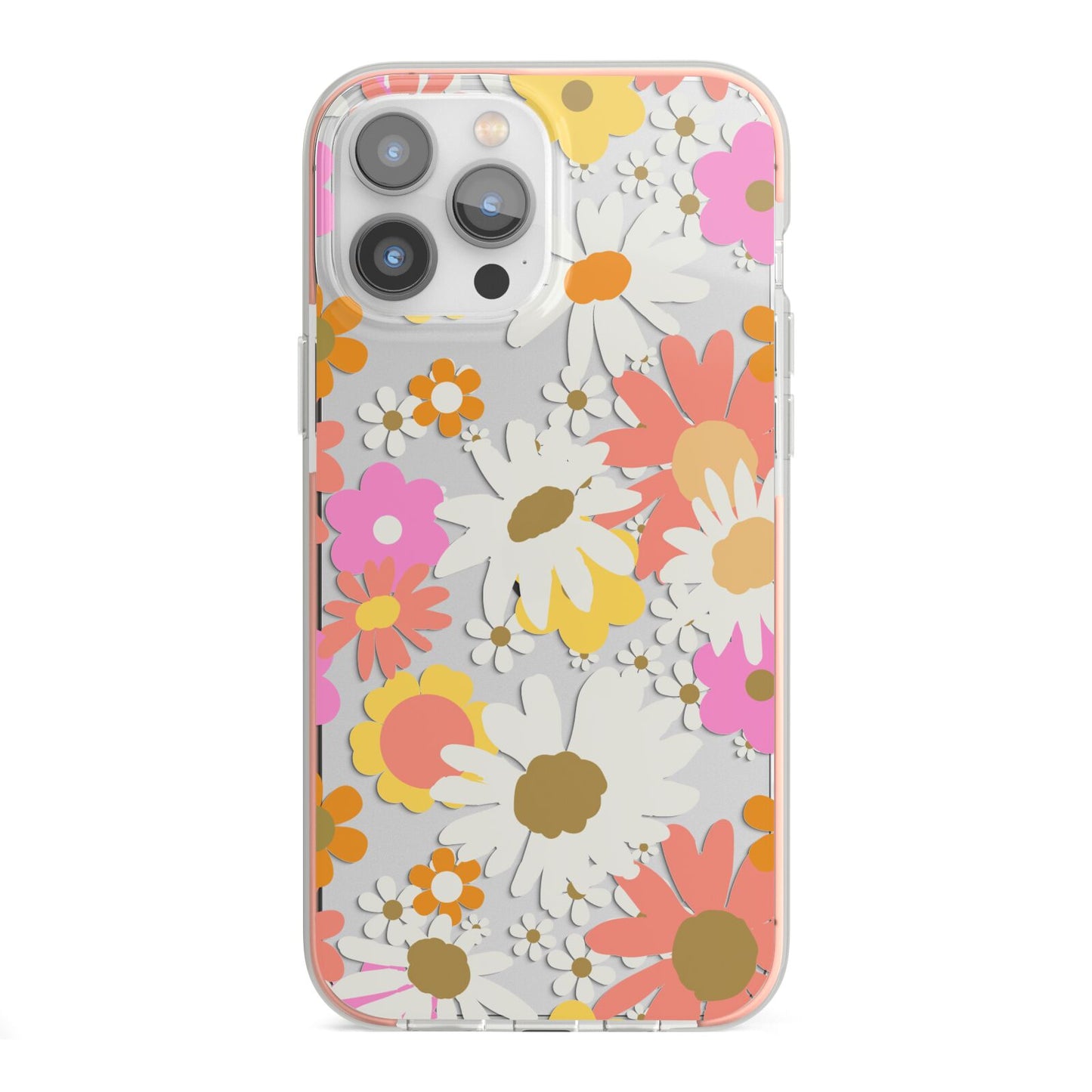 Seventies Floral iPhone 13 Pro Max TPU Impact Case with Pink Edges