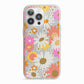 Seventies Floral iPhone 13 Pro TPU Impact Case with Pink Edges