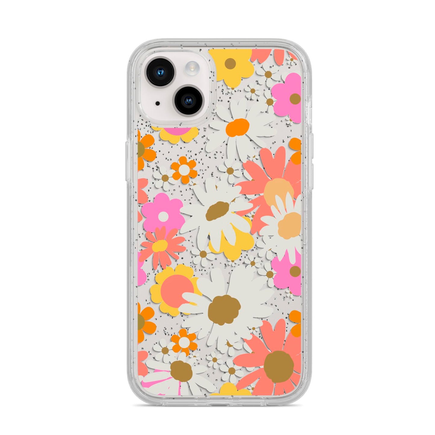Seventies Floral iPhone 14 Plus Glitter Tough Case Starlight