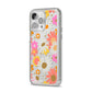 Seventies Floral iPhone 14 Pro Max Clear Tough Case Silver Angled Image
