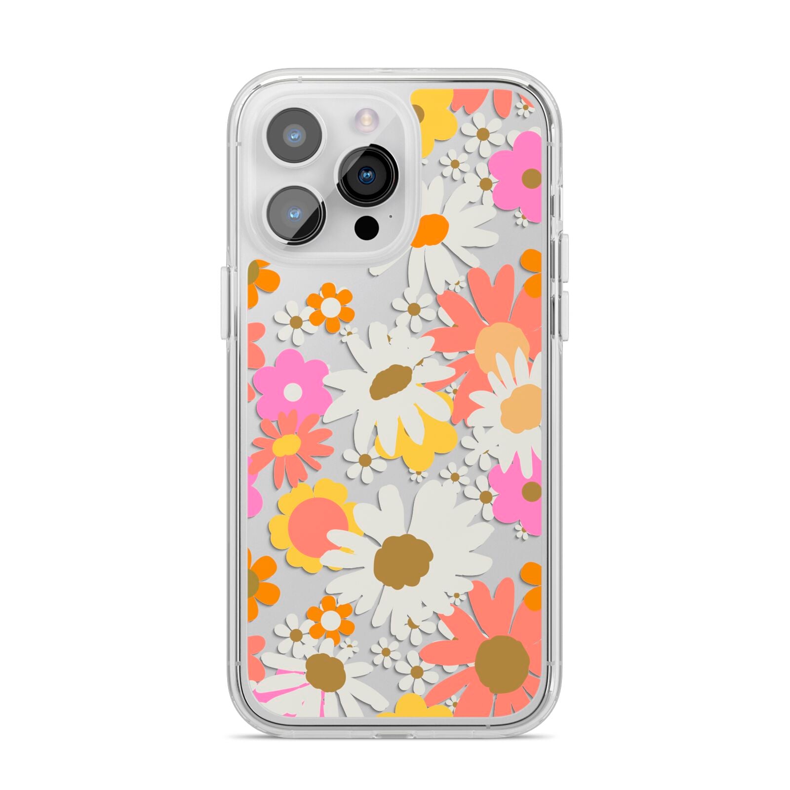 Seventies Floral iPhone 14 Pro Max Clear Tough Case Silver