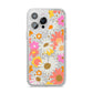 Seventies Floral iPhone 14 Pro Max Glitter Tough Case Silver