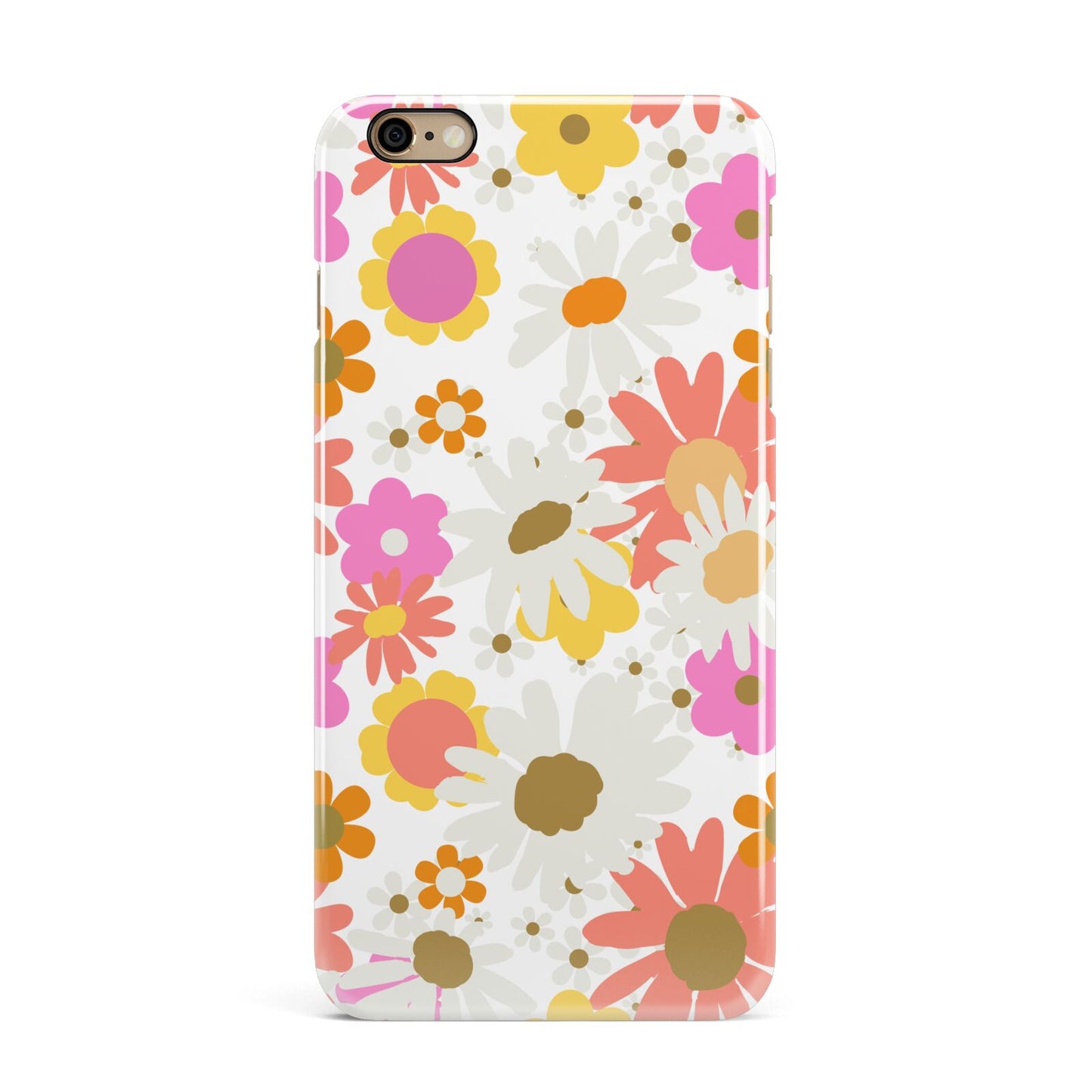 Seventies Floral iPhone 6 Plus 3D Snap Case on Gold Phone