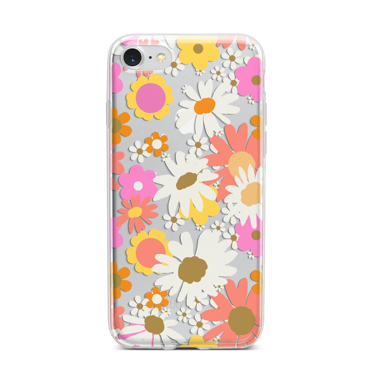 Seventies Floral iPhone 7 Bumper Case on Silver iPhone