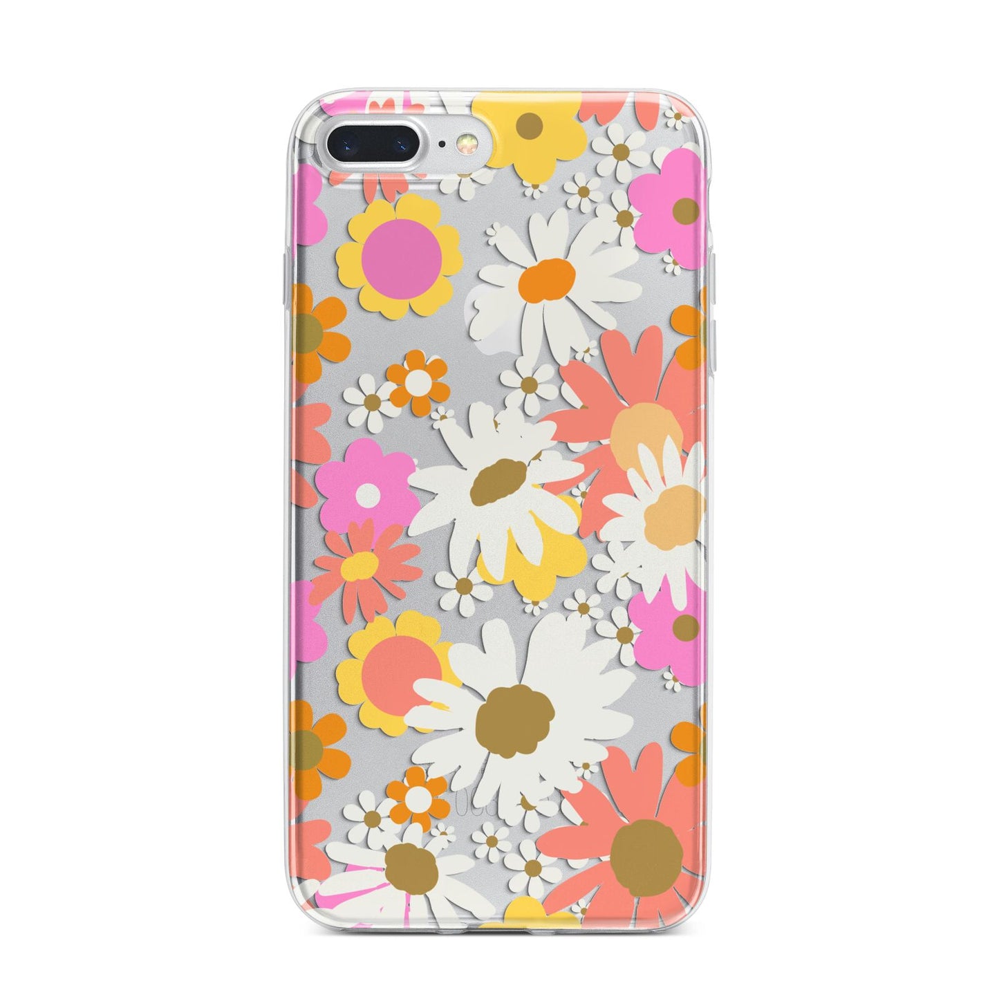 Seventies Floral iPhone 7 Plus Bumper Case on Silver iPhone