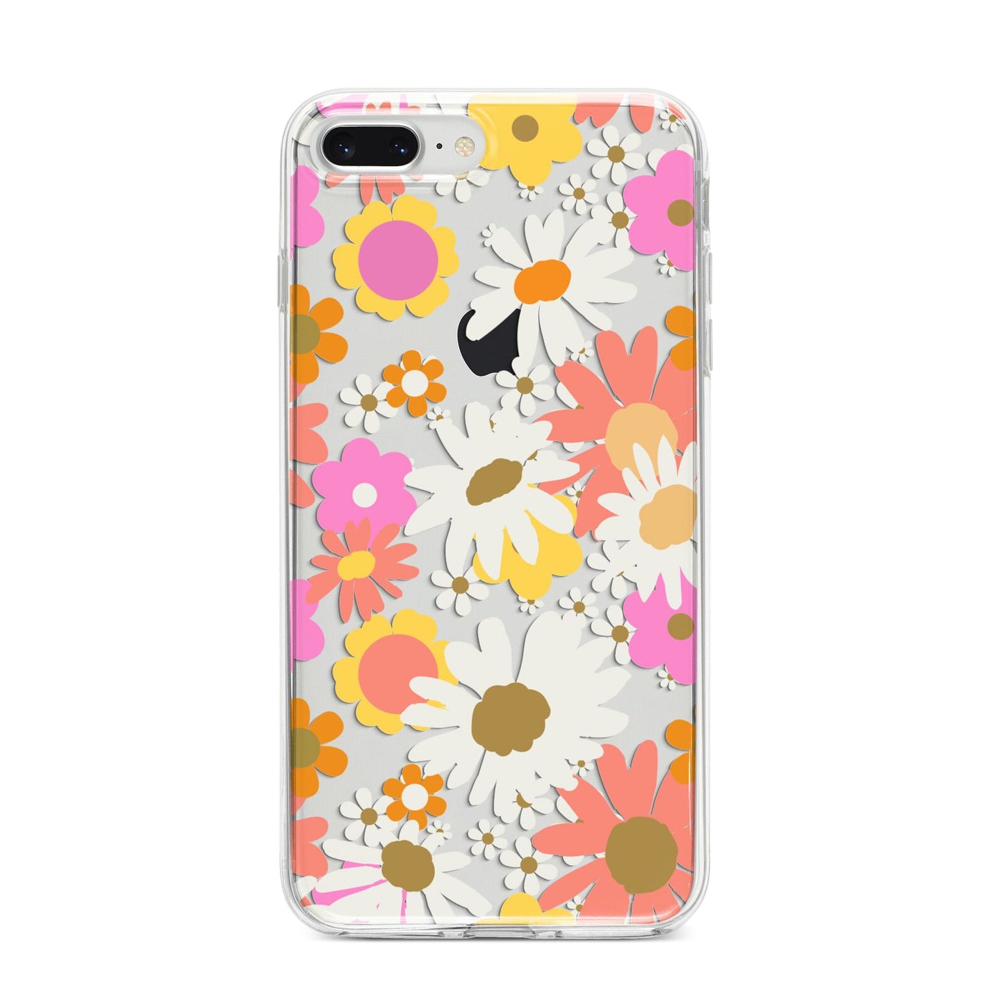 Seventies Floral iPhone 8 Plus Bumper Case on Silver iPhone