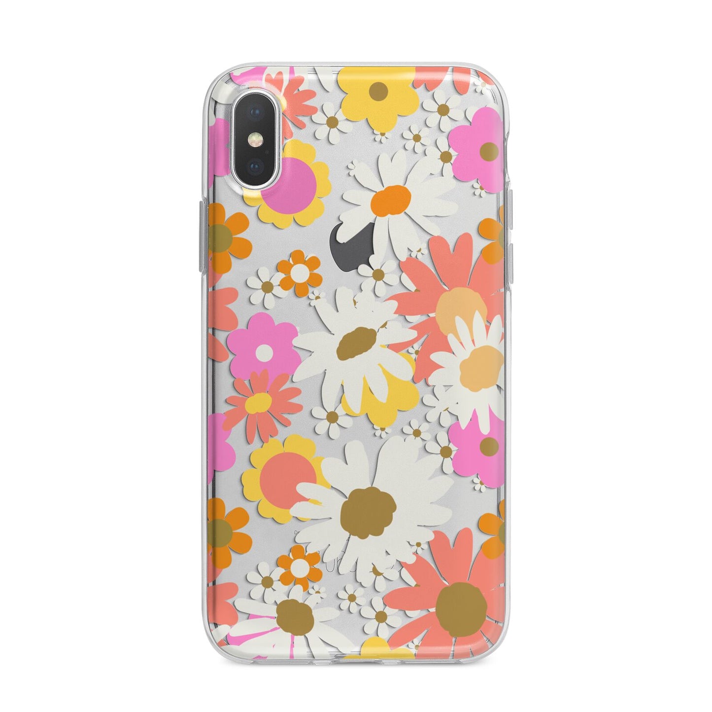 Seventies Floral iPhone X Bumper Case on Silver iPhone Alternative Image 1