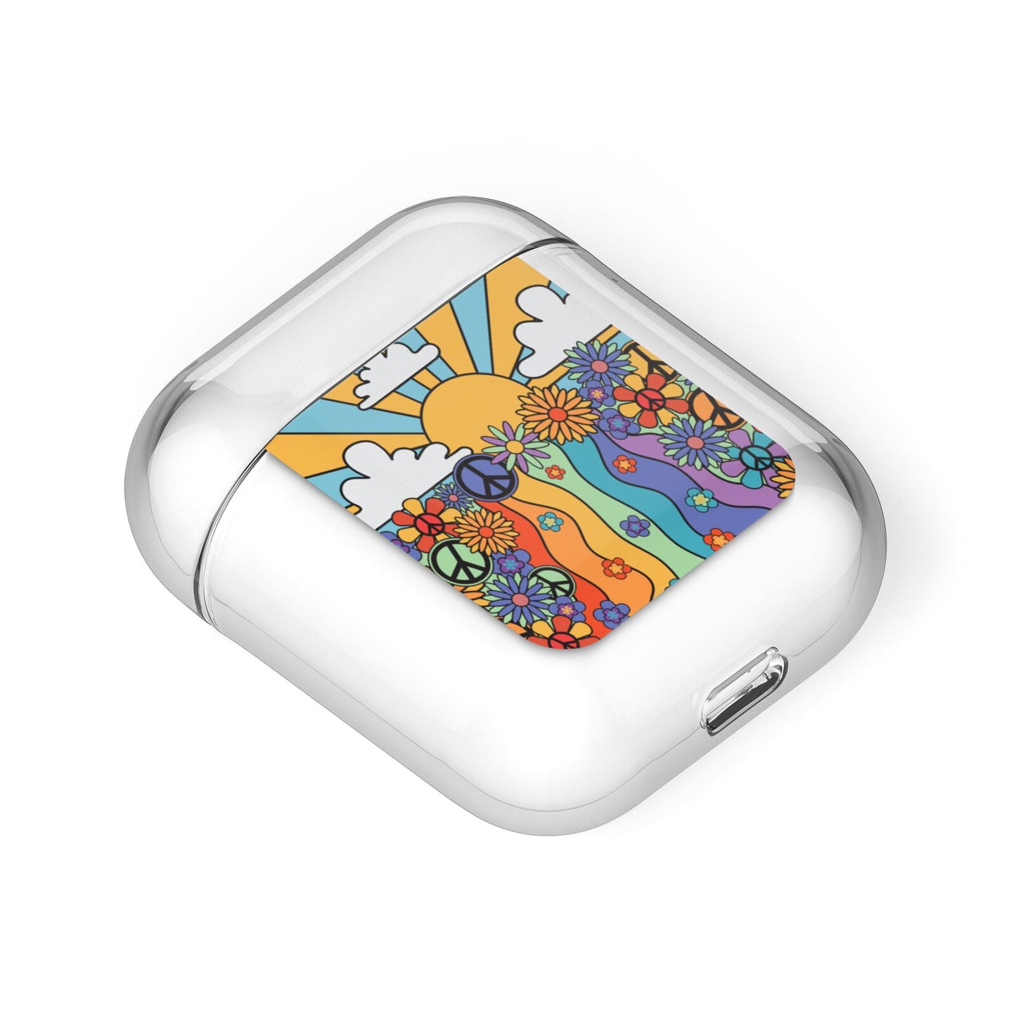 Seventies Groovy Retro AirPods Case Laid Flat