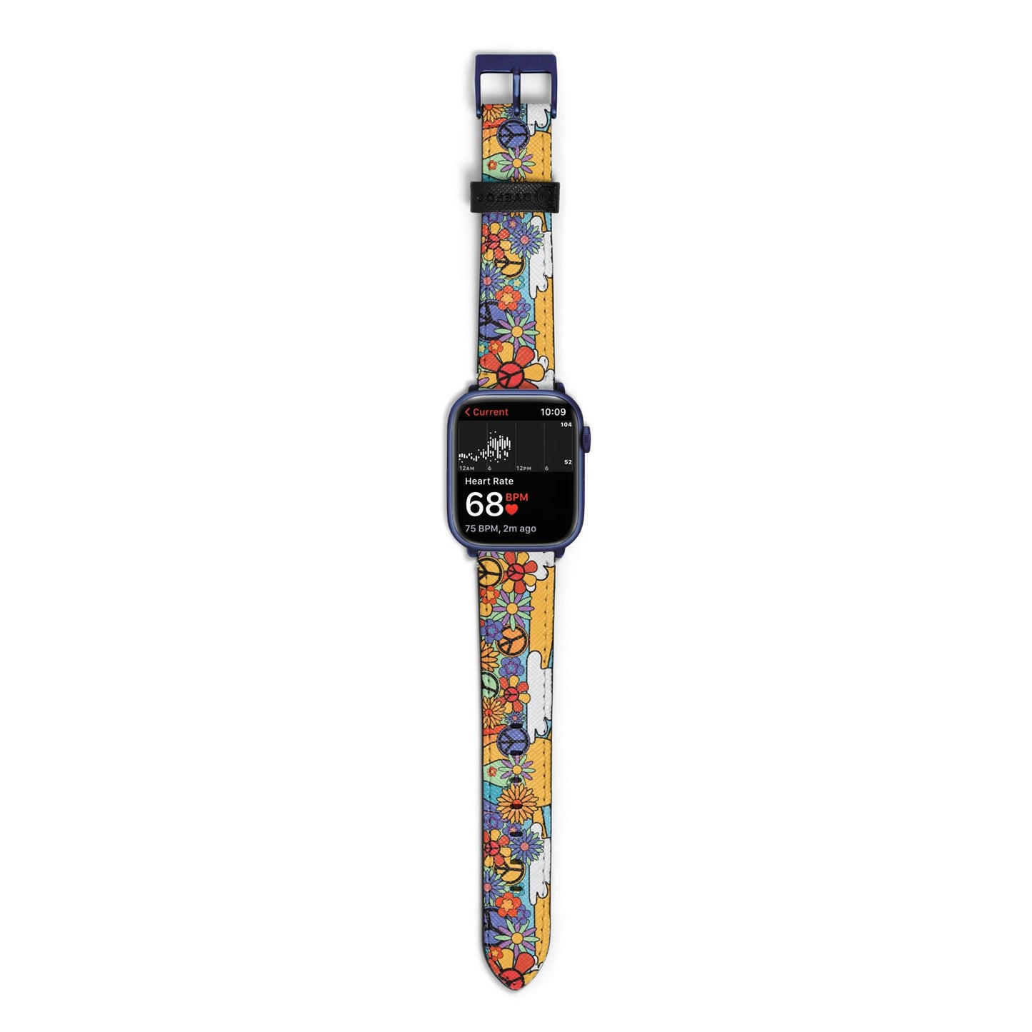 Seventies Groovy Retro Apple Watch Strap Size 38mm with Blue Hardware