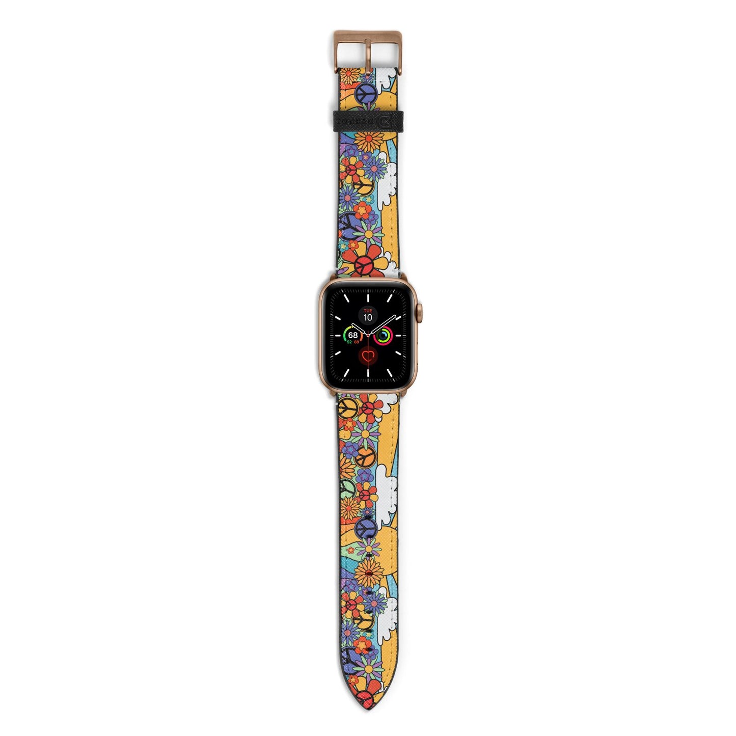 Seventies Groovy Retro Apple Watch Strap with Gold Hardware