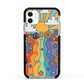 Seventies Groovy Retro Apple iPhone 11 in White with Black Impact Case