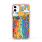 Seventies Groovy Retro Apple iPhone 11 in White with Pink Impact Case