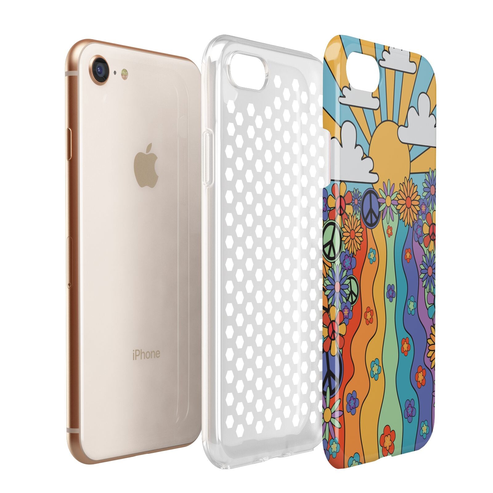 Seventies Groovy Retro Apple iPhone 7 8 3D Tough Case Expanded View