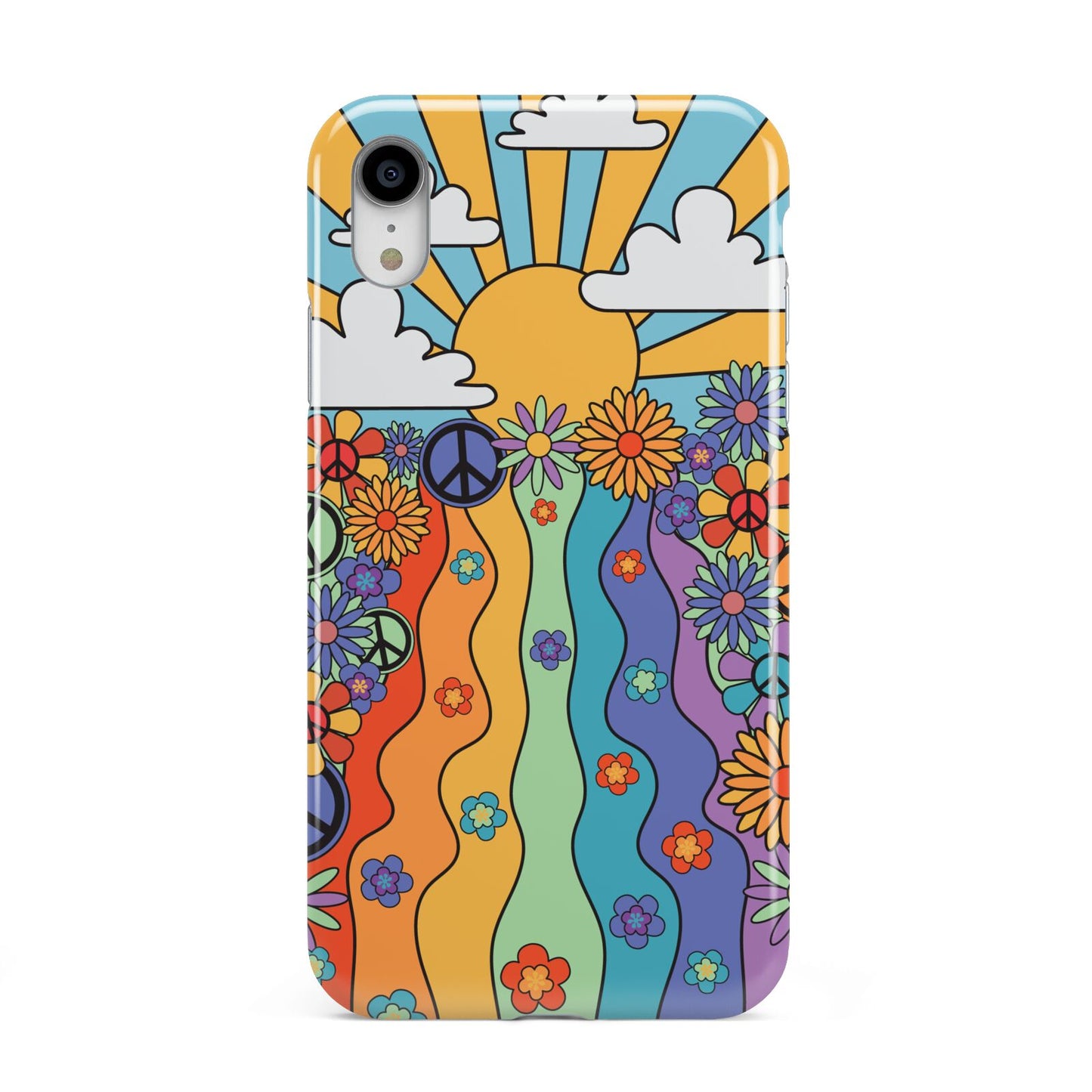 Seventies Groovy Retro Apple iPhone XR White 3D Tough Case