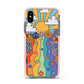 Seventies Groovy Retro Apple iPhone Xs Impact Case Pink Edge on Black Phone
