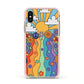 Seventies Groovy Retro Apple iPhone Xs Impact Case Pink Edge on Gold Phone