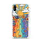 Seventies Groovy Retro Apple iPhone Xs Impact Case White Edge on Silver Phone