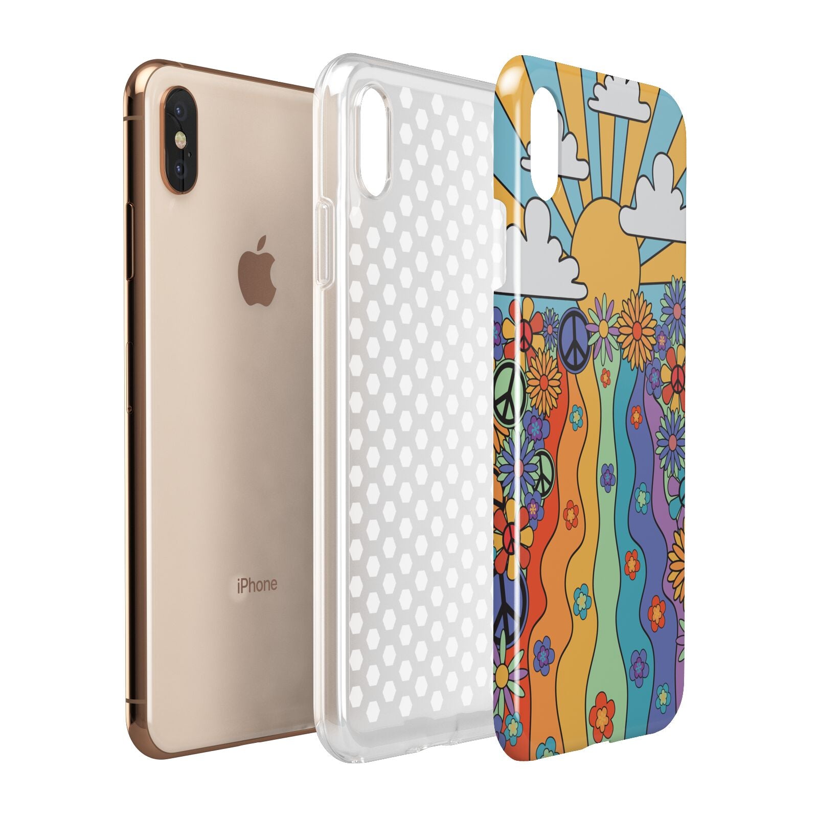 Seventies Groovy Retro Apple iPhone Xs Max 3D Tough Case Expanded View