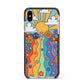 Seventies Groovy Retro Apple iPhone Xs Max Impact Case Black Edge on Silver Phone