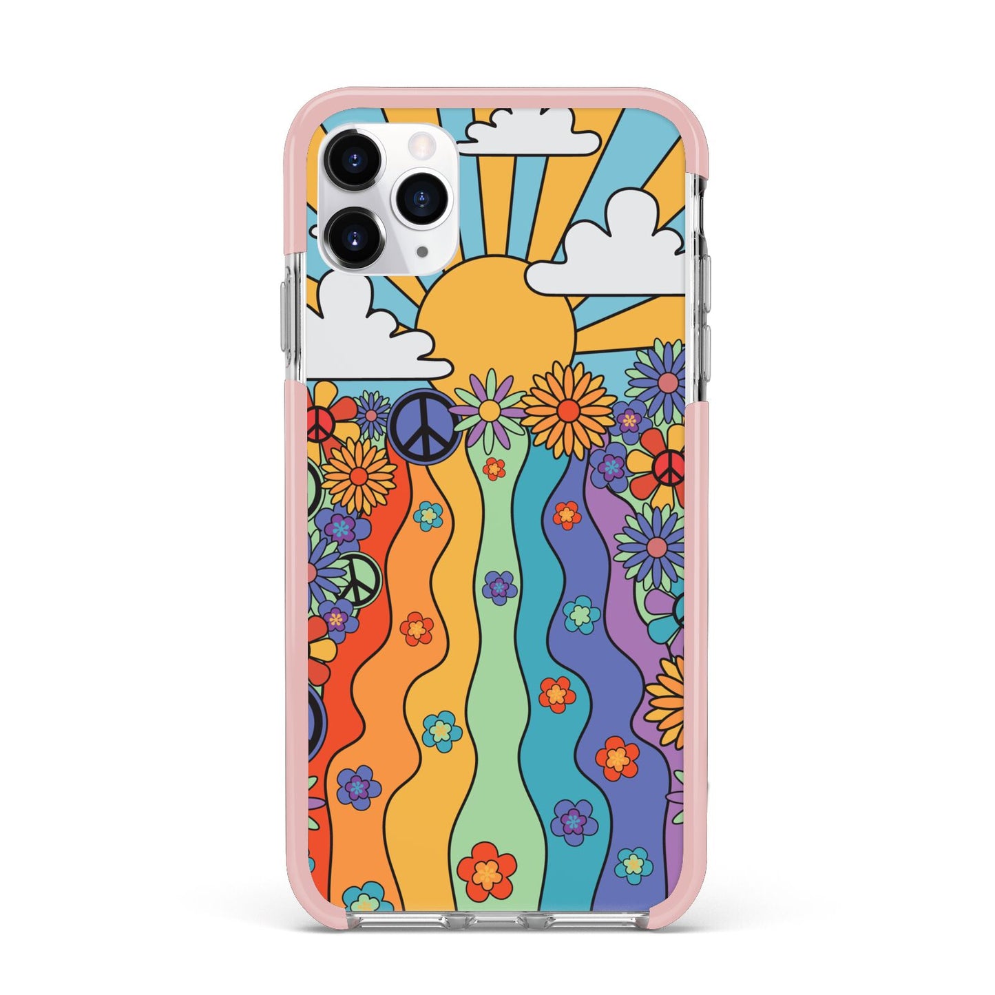 Seventies Groovy Retro iPhone 11 Pro Max Impact Pink Edge Case