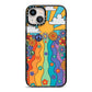 Seventies Groovy Retro iPhone 13 Black Impact Case on Silver phone