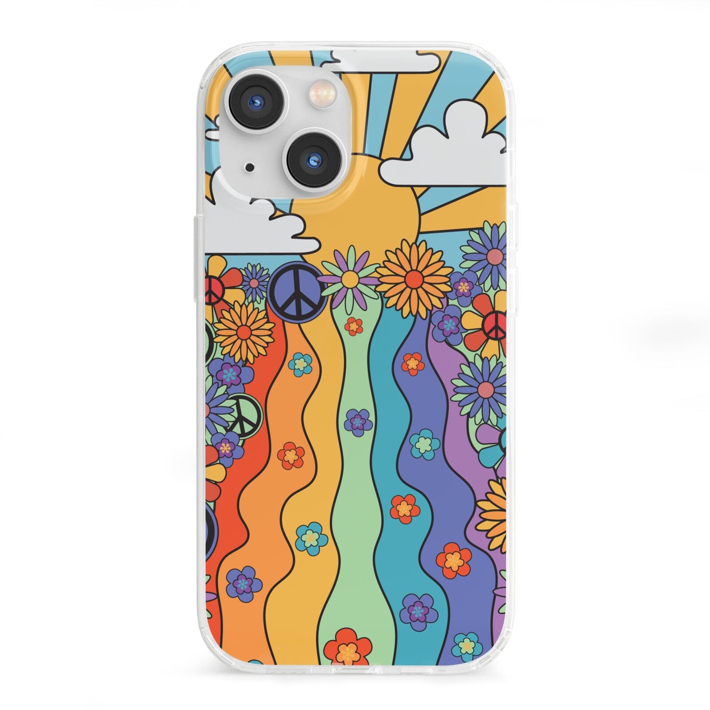 Seventies Groovy Retro iPhone 13 Mini Clear Bumper Case