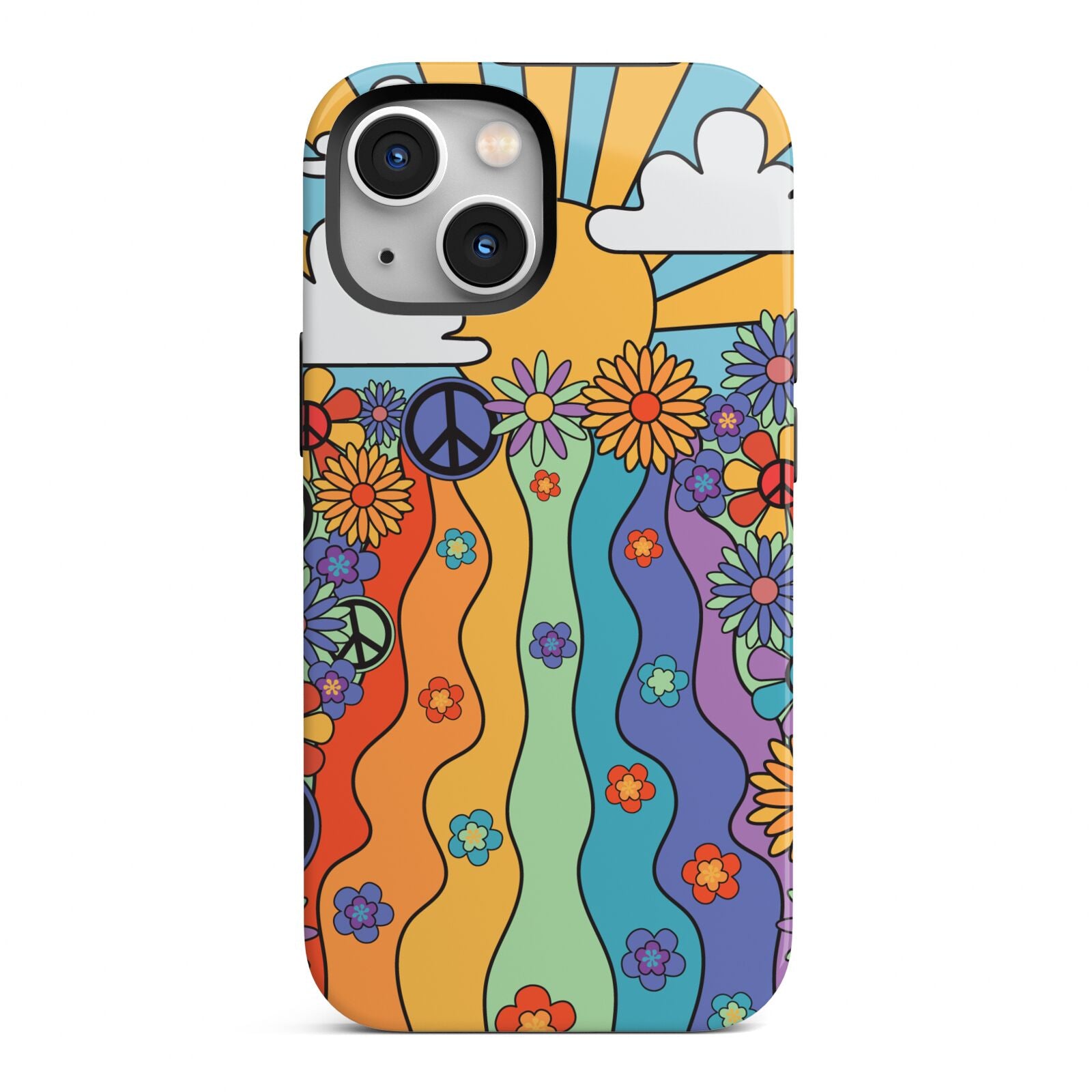 Seventies Groovy Retro iPhone 13 Mini Full Wrap 3D Tough Case