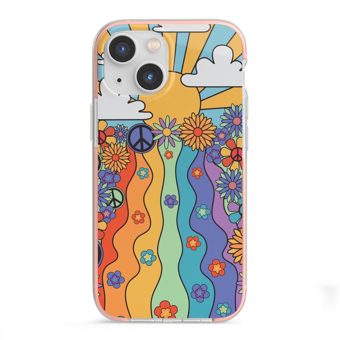 Seventies Groovy Retro iPhone 13 Mini TPU Impact Case with Pink Edges