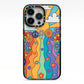 Seventies Groovy Retro iPhone 13 Pro Black Impact Case on Silver phone