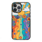 Seventies Groovy Retro iPhone 13 Pro Max Black Impact Case on Silver phone
