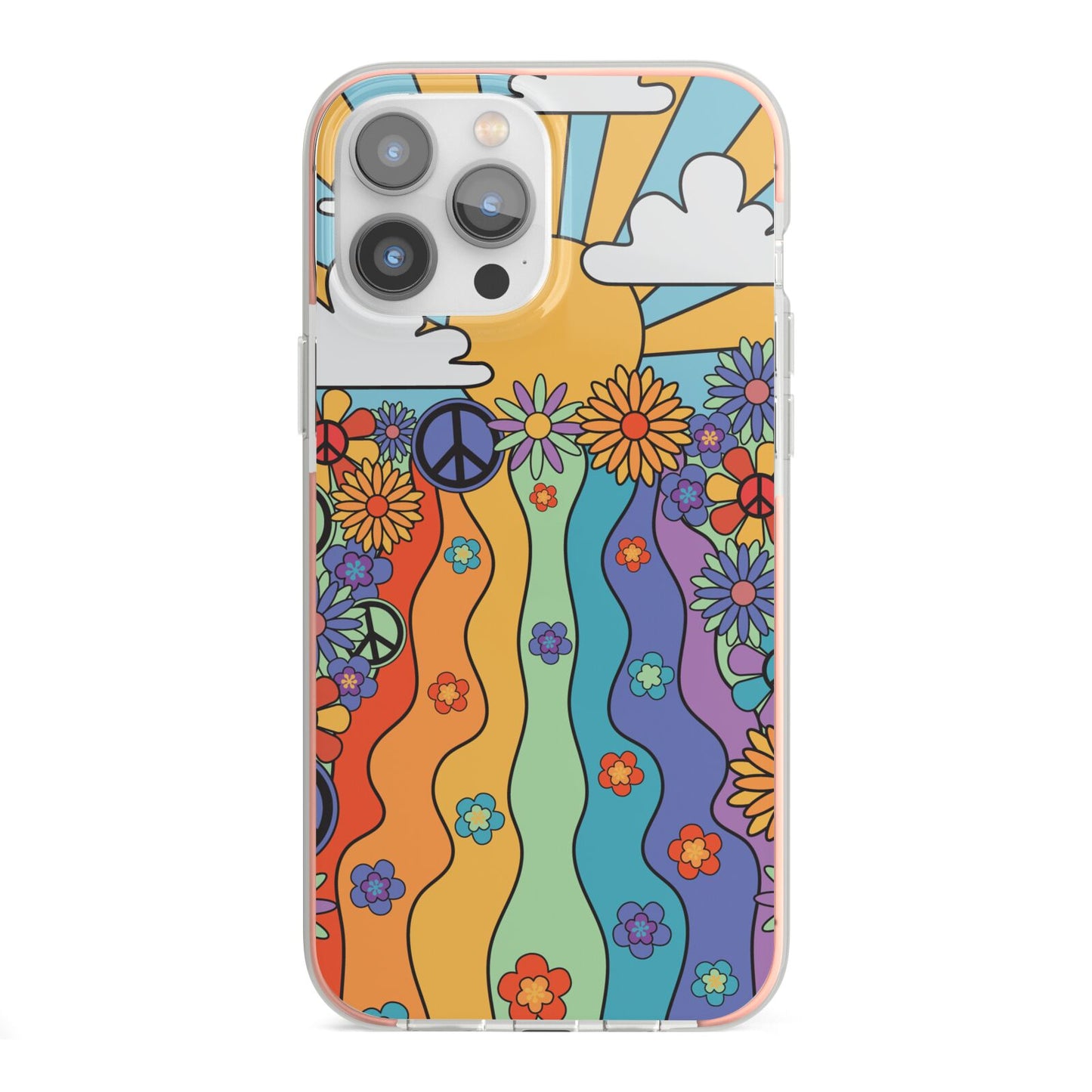 Seventies Groovy Retro iPhone 13 Pro Max TPU Impact Case with Pink Edges