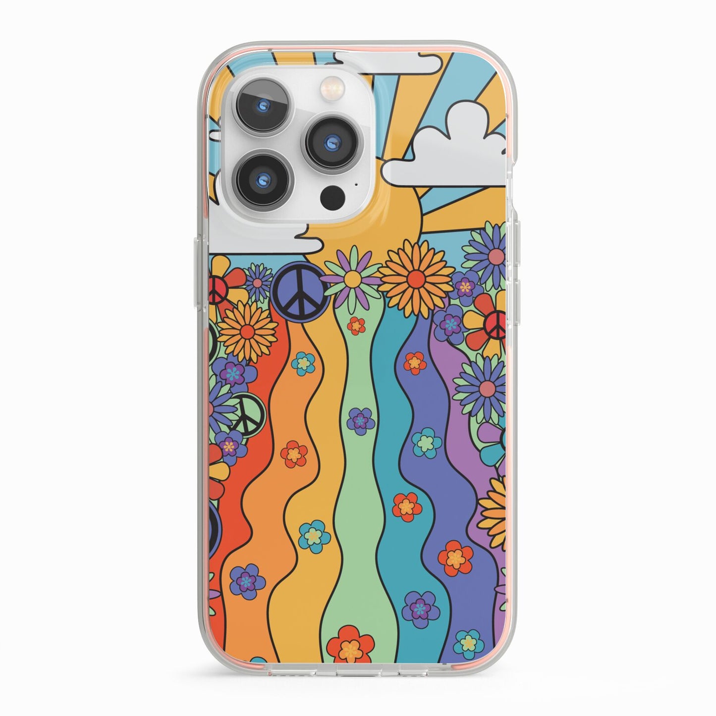 Seventies Groovy Retro iPhone 13 Pro TPU Impact Case with Pink Edges
