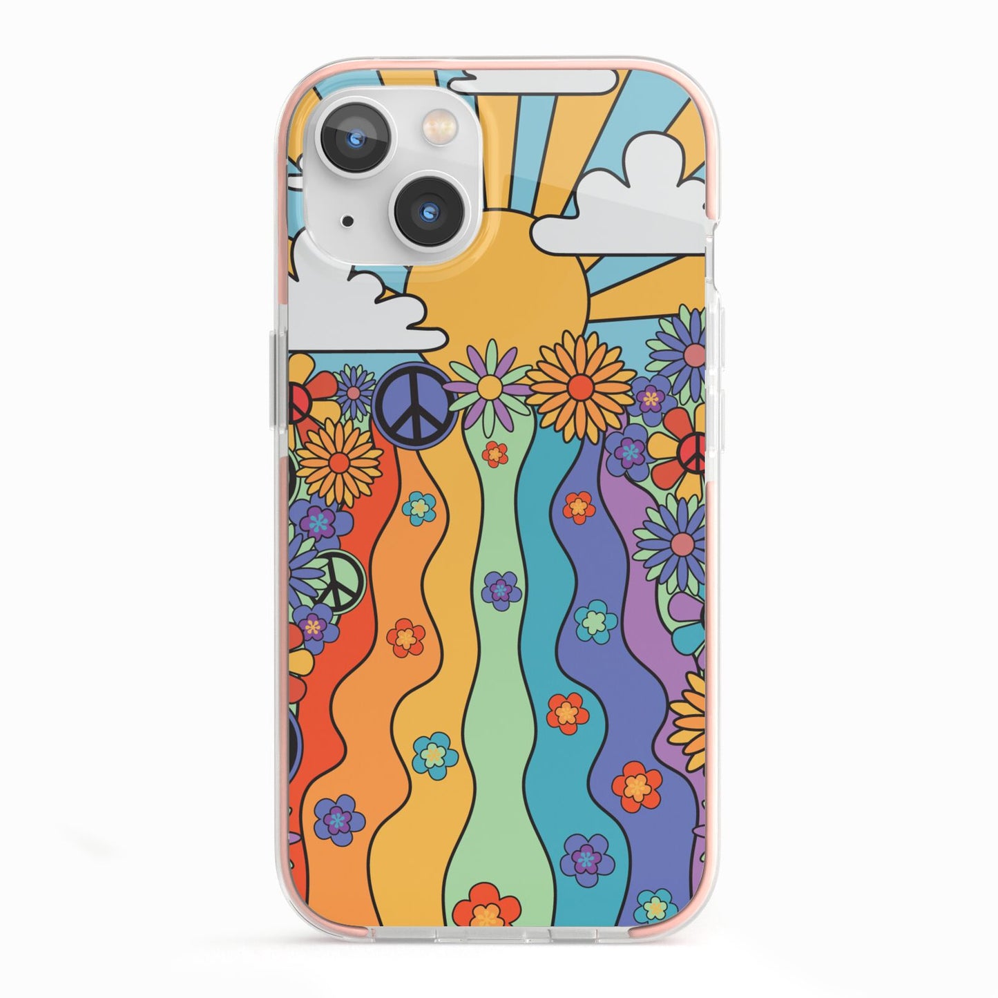Seventies Groovy Retro iPhone 13 TPU Impact Case with Pink Edges