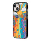 Seventies Groovy Retro iPhone 14 Black Impact Case Side Angle on Silver phone