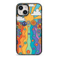 Seventies Groovy Retro iPhone 14 Black Impact Case on Silver phone