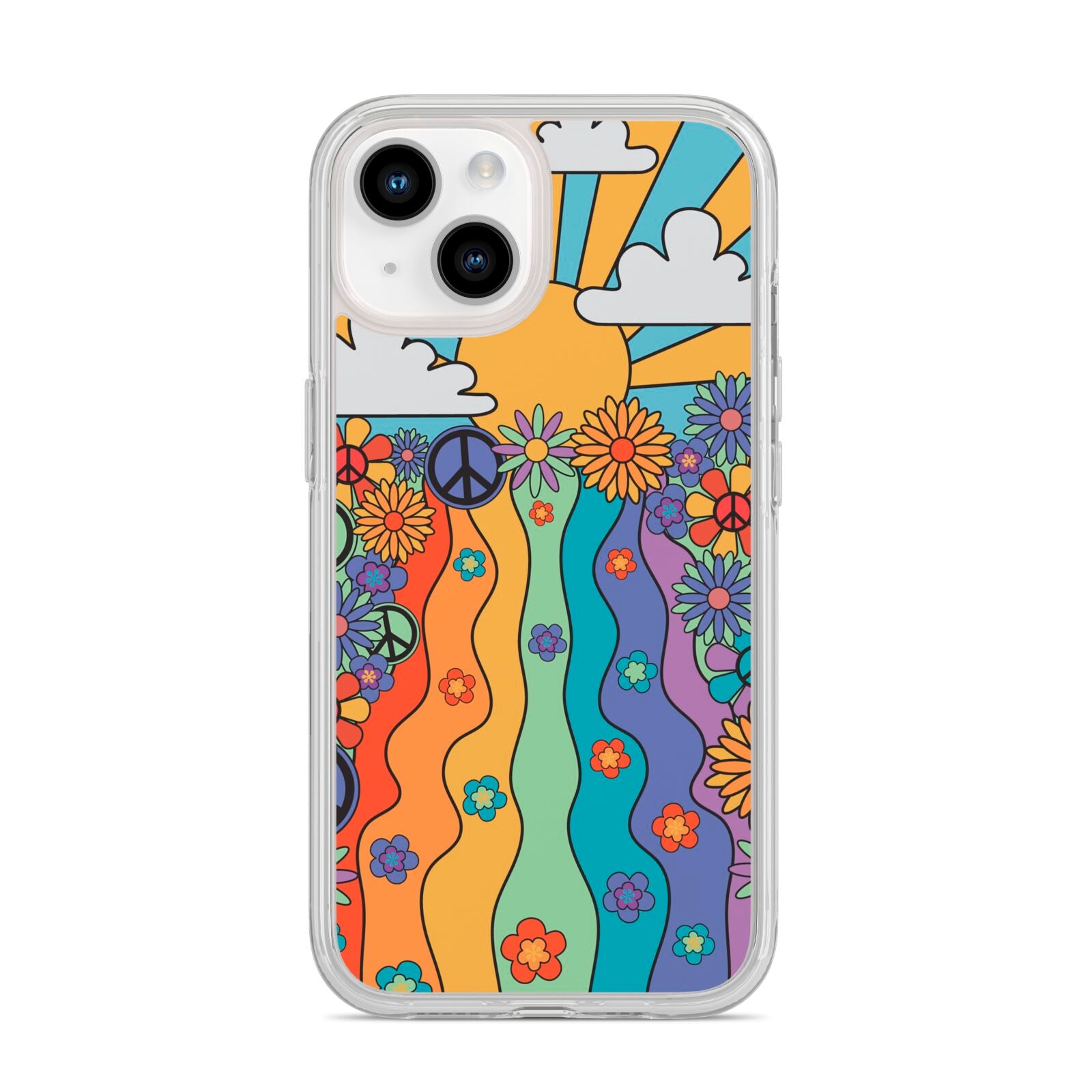 Seventies Groovy Retro iPhone 14 Clear Tough Case Starlight