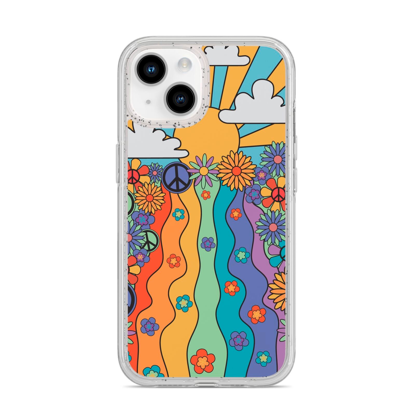 Seventies Groovy Retro iPhone 14 Glitter Tough Case Starlight