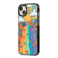 Seventies Groovy Retro iPhone 14 Plus Black Impact Case Side Angle on Silver phone