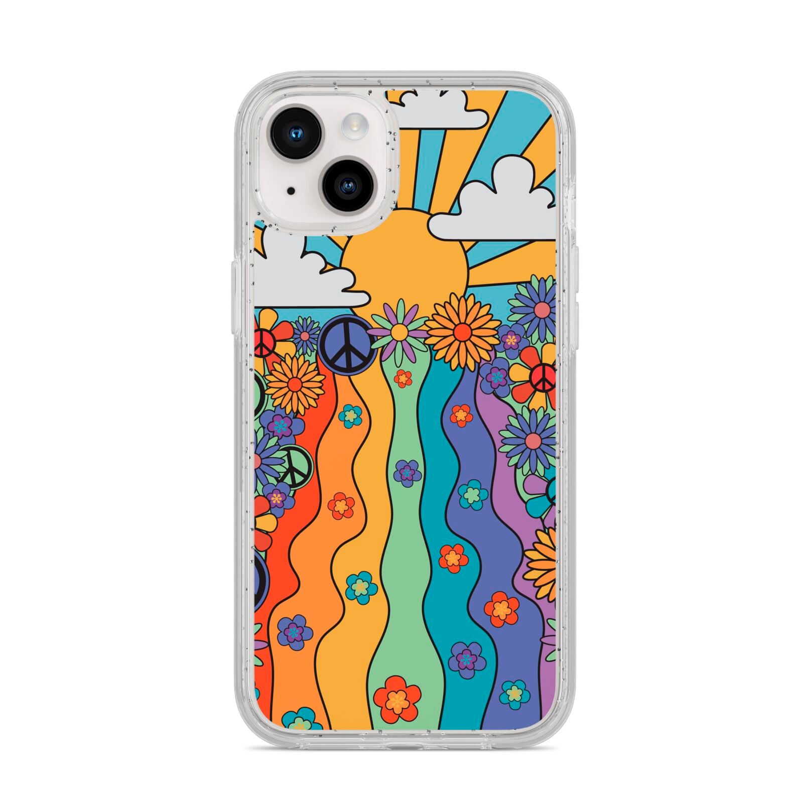 Seventies Groovy Retro iPhone 14 Plus Glitter Tough Case Starlight