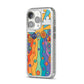 Seventies Groovy Retro iPhone 14 Pro Glitter Tough Case Silver Angled Image