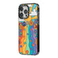 Seventies Groovy Retro iPhone 14 Pro Max Black Impact Case Side Angle on Silver phone