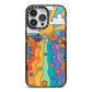 Seventies Groovy Retro iPhone 14 Pro Max Black Impact Case on Silver phone