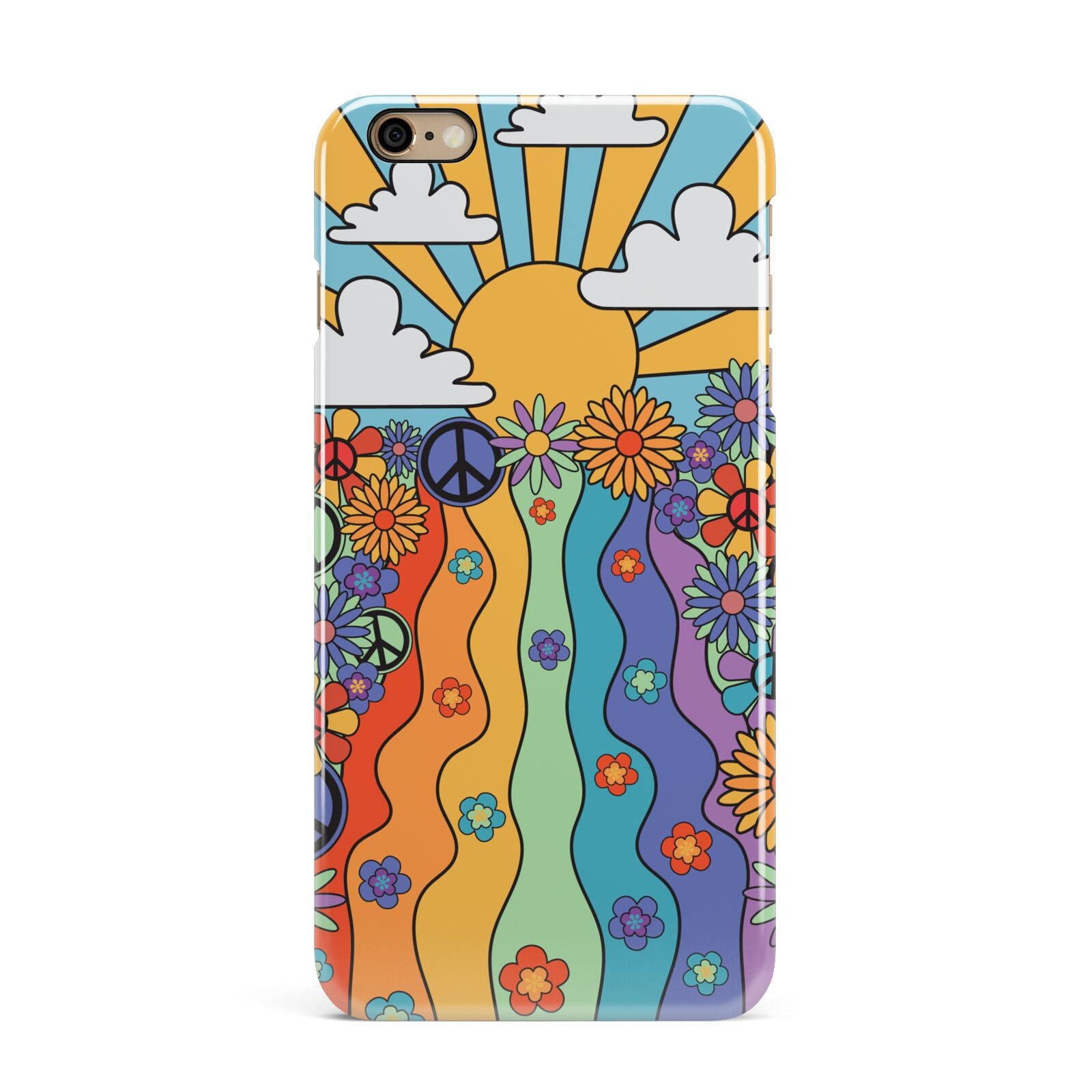 Seventies Groovy Retro iPhone 6 Plus 3D Snap Case on Gold Phone