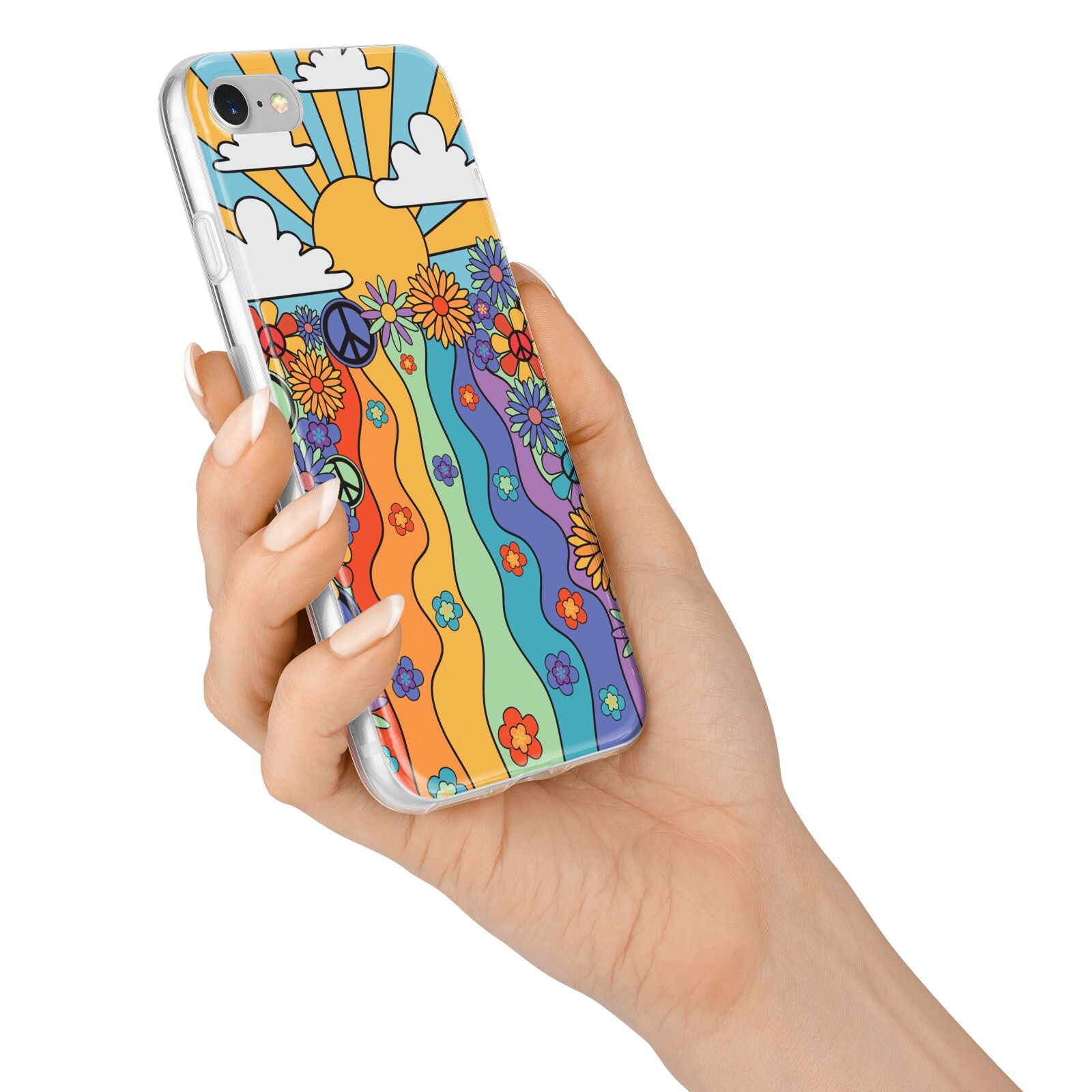 Seventies Groovy Retro iPhone 7 Bumper Case on Silver iPhone Alternative Image