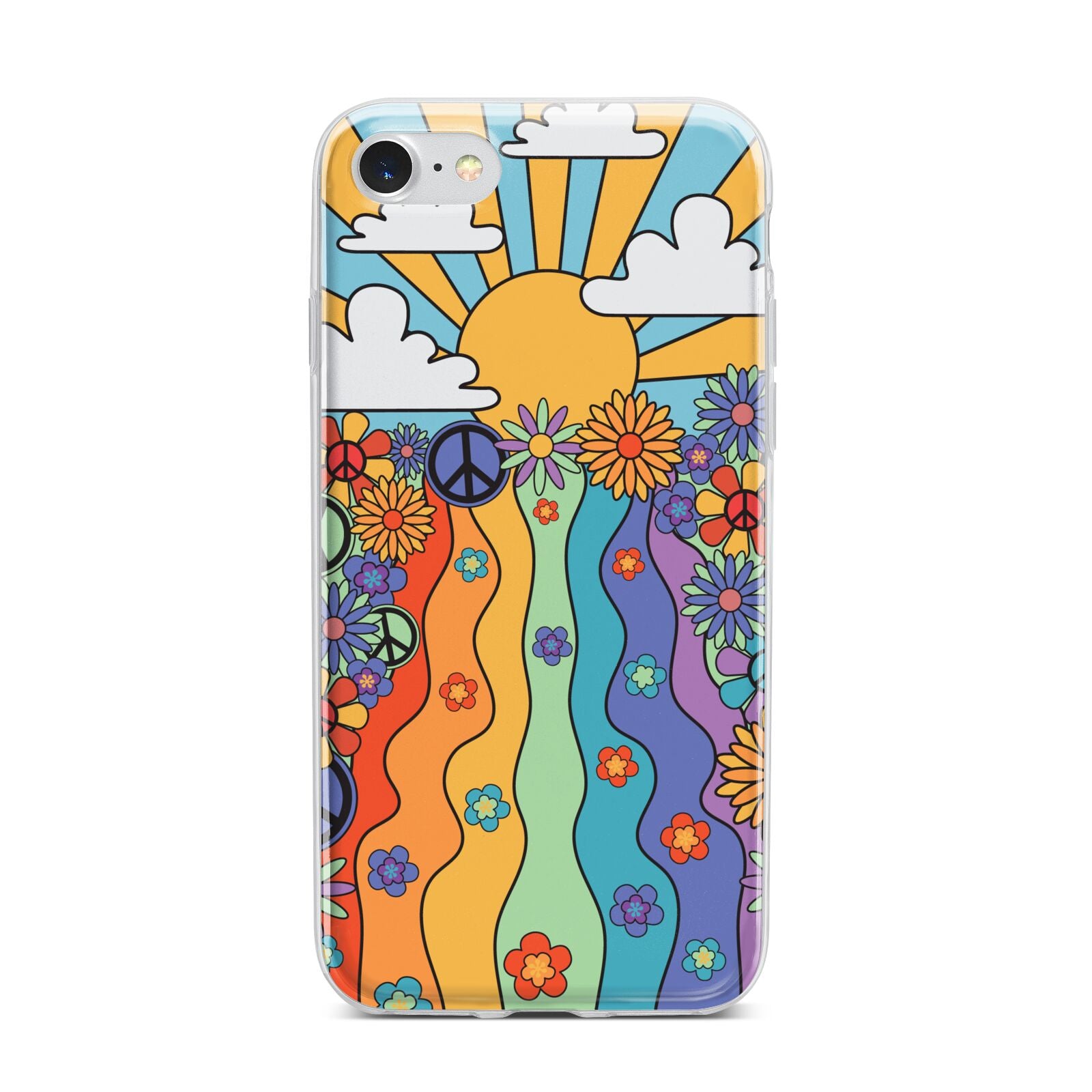 Seventies Groovy Retro iPhone 7 Bumper Case on Silver iPhone