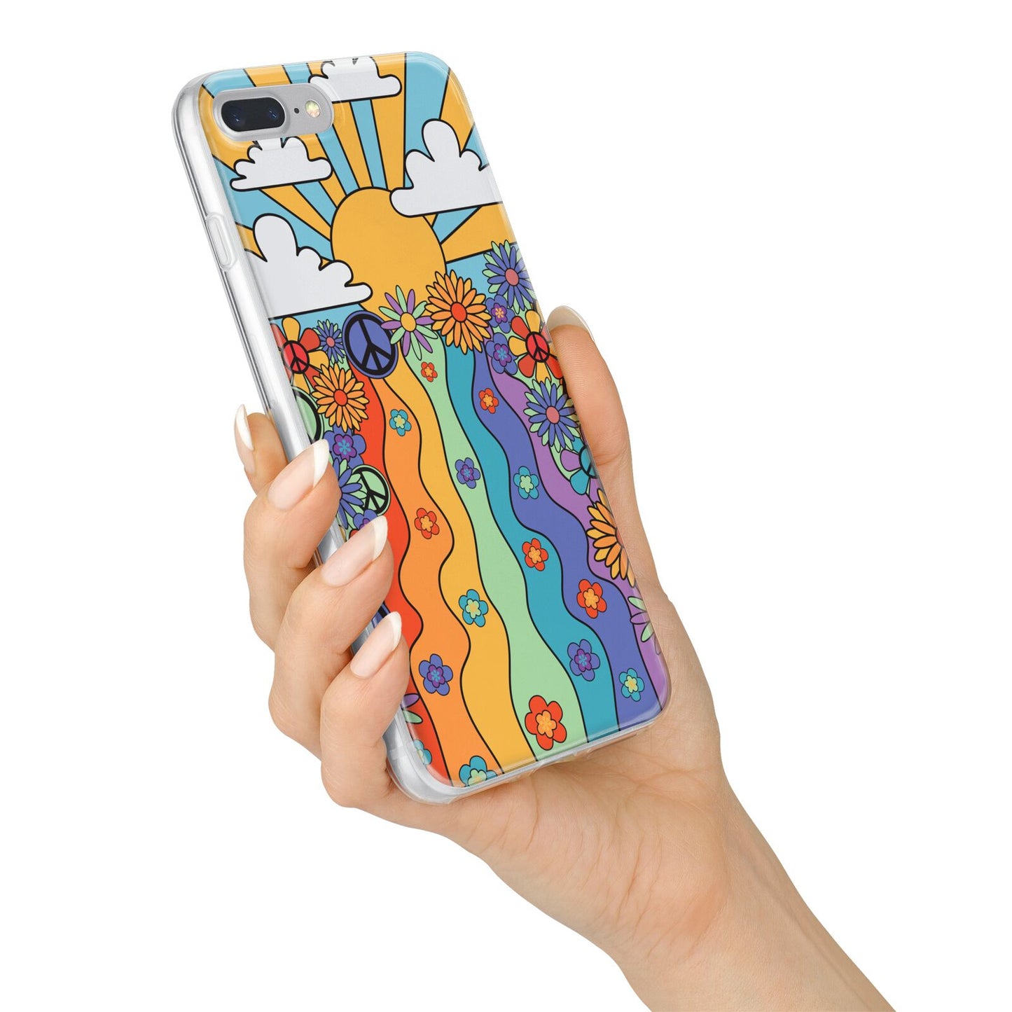 Seventies Groovy Retro iPhone 7 Plus Bumper Case on Silver iPhone Alternative Image