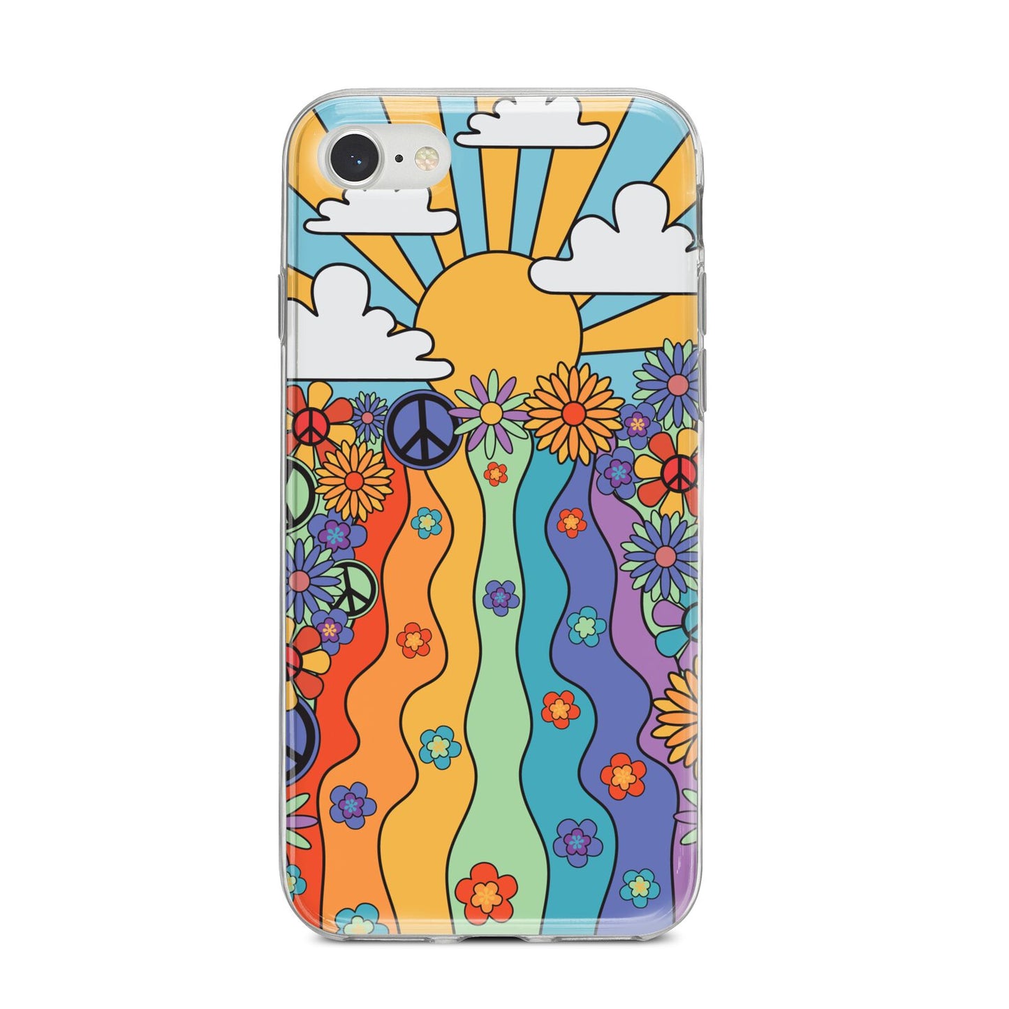 Seventies Groovy Retro iPhone 8 Bumper Case on Silver iPhone