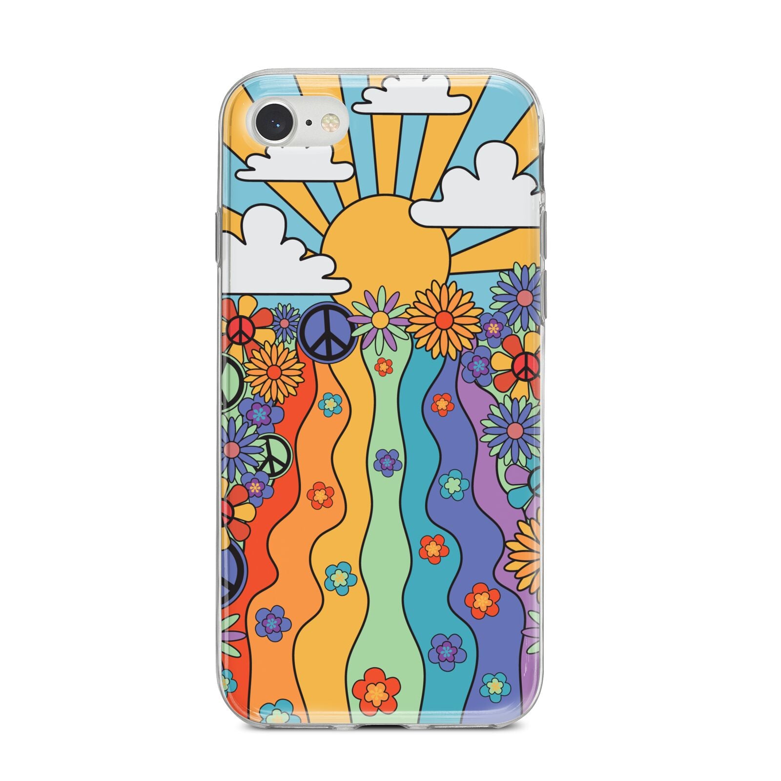 Seventies Groovy Retro iPhone 8 Bumper Case on Silver iPhone