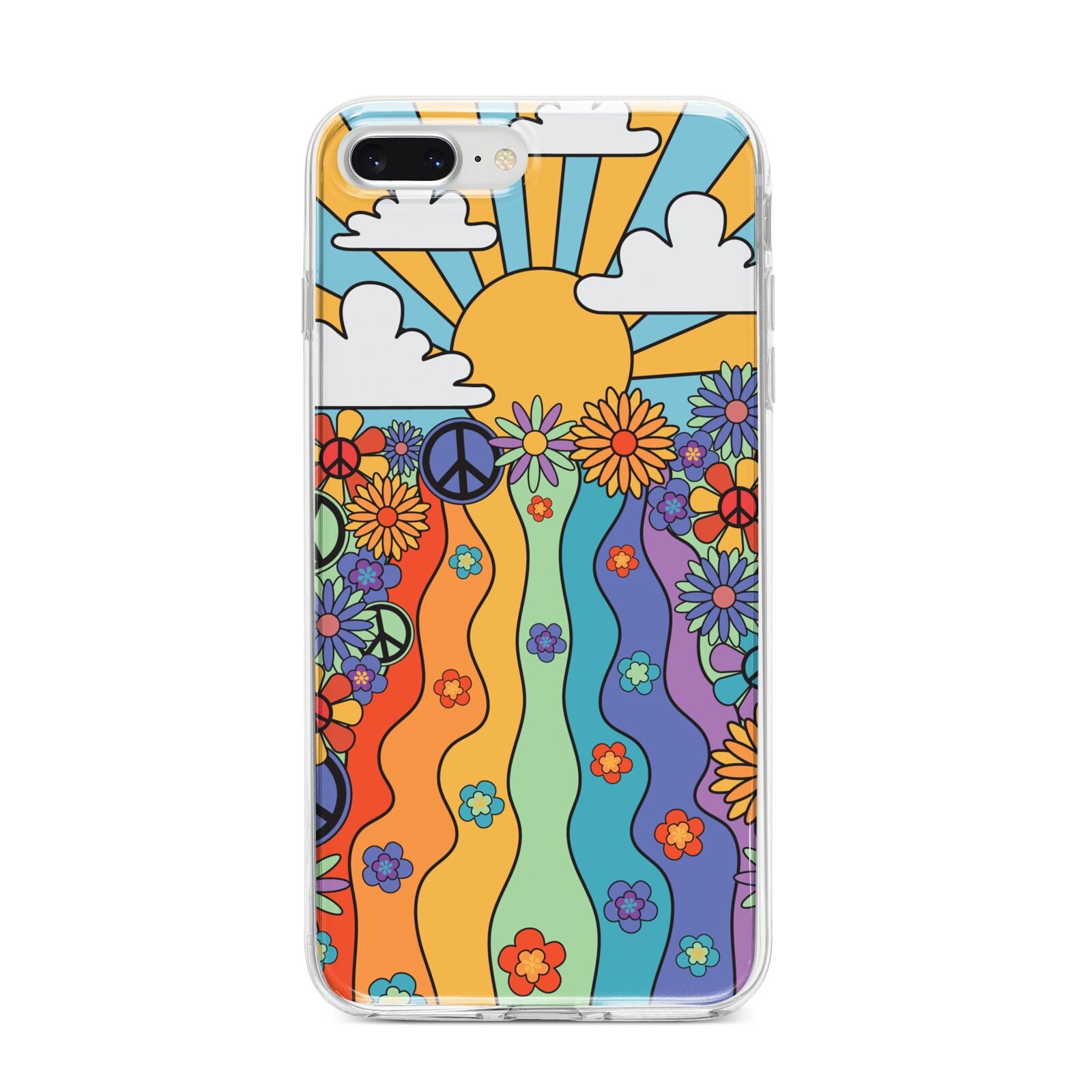 Seventies Groovy Retro iPhone 8 Plus Bumper Case on Silver iPhone